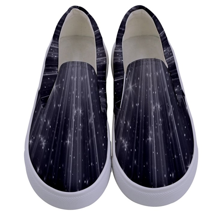 Black Rays Light Stars Space Kids  Canvas Slip Ons