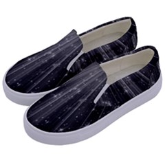 Black Rays Light Stars Space Kids  Canvas Slip Ons by Mariart