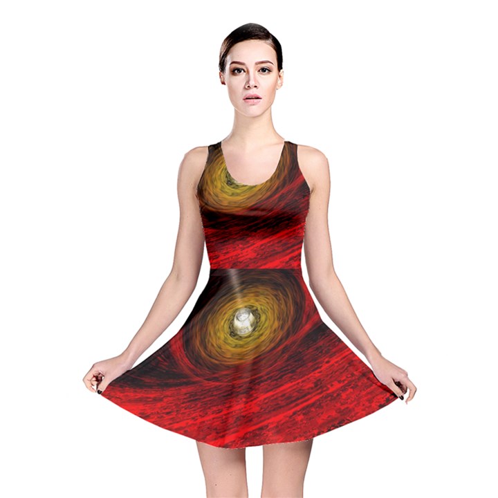 Black Red Space Hole Reversible Skater Dress