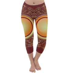 Badge Gilding Sun Red Oriental Capri Winter Leggings  by Nexatart