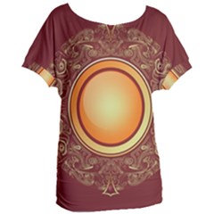 Badge Gilding Sun Red Oriental Women s Oversized Tee by Nexatart