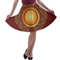 Badge Gilding Sun Red Oriental A-line Skater Skirt View1