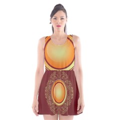 Badge Gilding Sun Red Oriental Scoop Neck Skater Dress by Nexatart