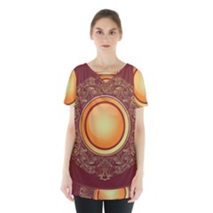 Badge Gilding Sun Red Oriental Skirt Hem Sports Top by Nexatart