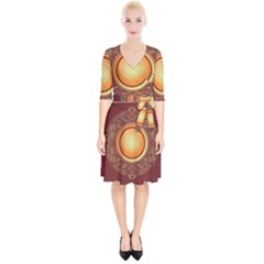 Badge Gilding Sun Red Oriental Wrap Up Cocktail Dress by Nexatart