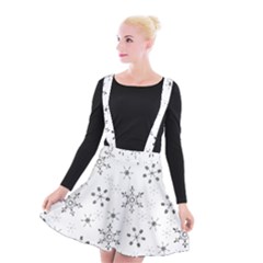 Black Holiday Snowflakes Suspender Skater Skirt by Mariart