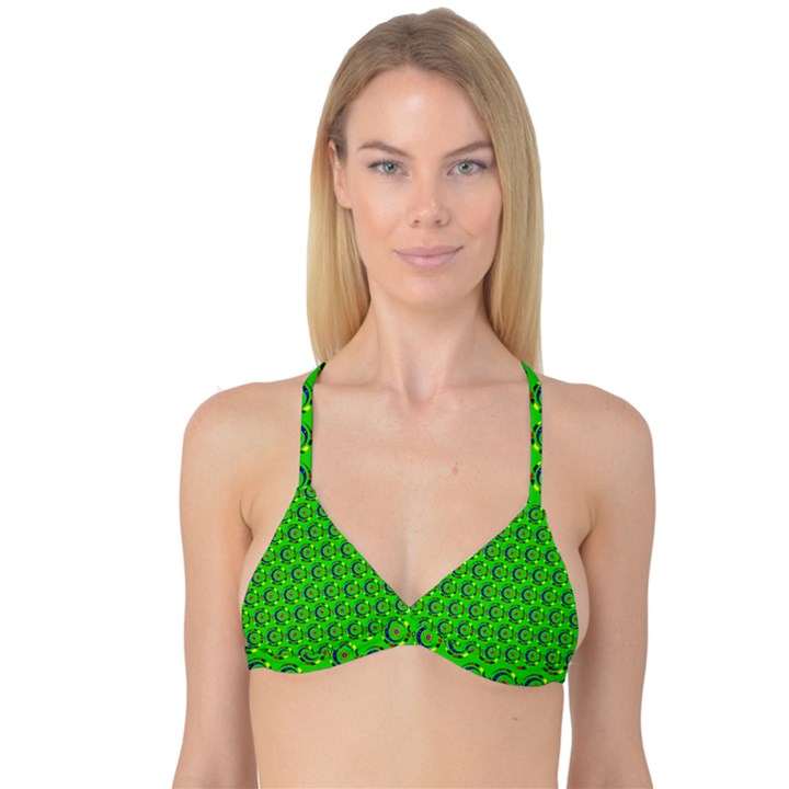 Abstract Art Circles Swirls Stars Reversible Tri Bikini Top