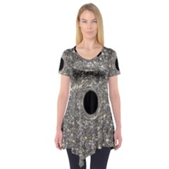 Black Hole Blue Space Galaxy Star Light Short Sleeve Tunic 