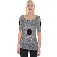 Black Hole Blue Space Galaxy Star Light Wide Neckline Tee