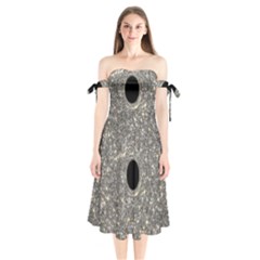 Black Hole Blue Space Galaxy Star Light Shoulder Tie Bardot Midi Dress by Mariart