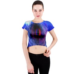 Blue Red Eye Space Hole Galaxy Crew Neck Crop Top