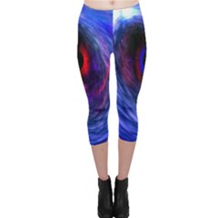 Blue Red Eye Space Hole Galaxy Capri Leggings 