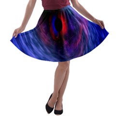 Blue Red Eye Space Hole Galaxy A-line Skater Skirt