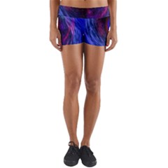 Blue Red Eye Space Hole Galaxy Yoga Shorts by Mariart