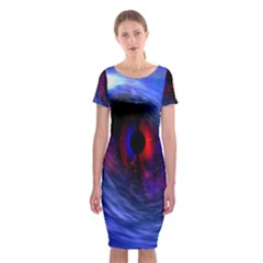 Blue Red Eye Space Hole Galaxy Classic Short Sleeve Midi Dress