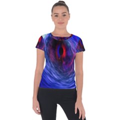 Blue Red Eye Space Hole Galaxy Short Sleeve Sports Top 