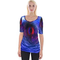 Blue Red Eye Space Hole Galaxy Wide Neckline Tee