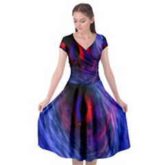 Blue Red Eye Space Hole Galaxy Cap Sleeve Wrap Front Dress by Mariart