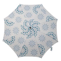 Blue Winter Snowflakes Star Triangle Hook Handle Umbrellas (medium) by Mariart