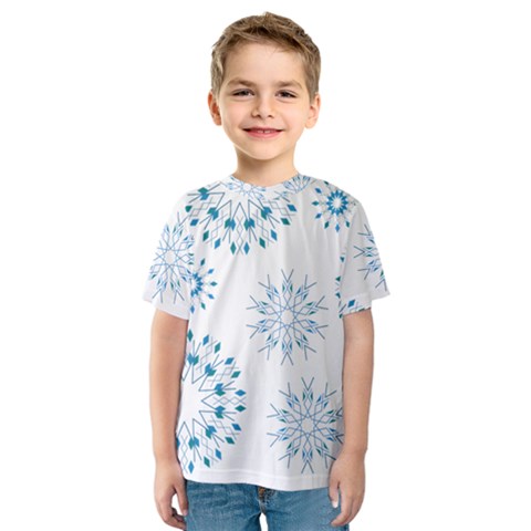 Blue Winter Snowflakes Star Triangle Kids  Sport Mesh Tee by Mariart