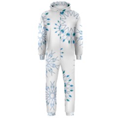 Blue Winter Snowflakes Star Triangle Hooded Jumpsuit (men)  by Mariart