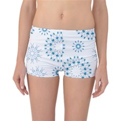 Blue Winter Snowflakes Star Triangle Reversible Boyleg Bikini Bottoms by Mariart