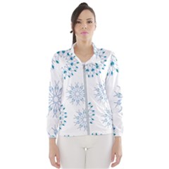 Blue Winter Snowflakes Star Triangle Wind Breaker (women) by Mariart