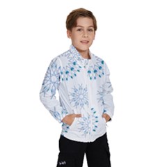 Blue Winter Snowflakes Star Triangle Wind Breaker (kids) by Mariart