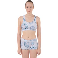 Blue Winter Snowflakes Star Triangle Work It Out Sports Bra Set by Mariart