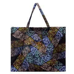 Multi Color Tile Twirl Octagon Zipper Large Tote Bag by Nexatart