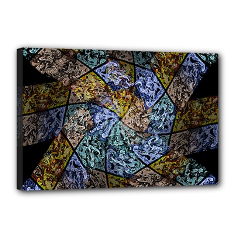 Multi Color Tile Twirl Octagon Canvas 18  X 12  by Nexatart