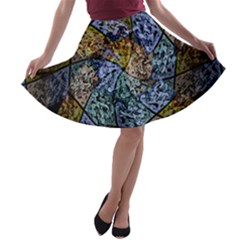 Multi Color Tile Twirl Octagon A-line Skater Skirt by Nexatart