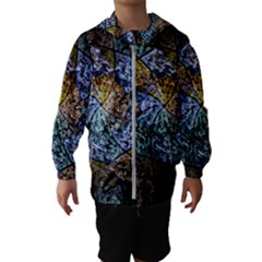 Multi Color Tile Twirl Octagon Hooded Wind Breaker (kids) by Nexatart