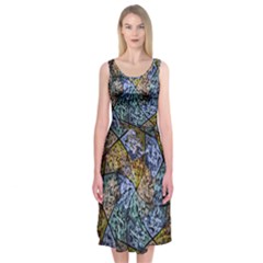 Multi Color Tile Twirl Octagon Midi Sleeveless Dress by Nexatart