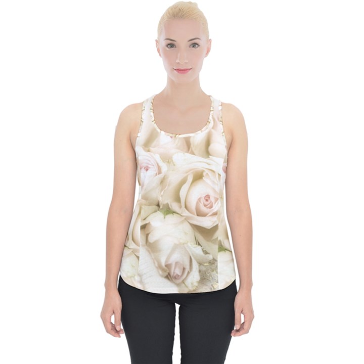 Pastel Roses Antique Vintage Piece Up Tank Top