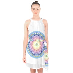 Mandala Universe Energy Om Halter Collar Waist Tie Chiffon Dress by Nexatart