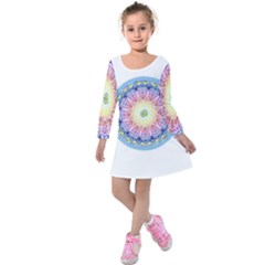 Mandala Universe Energy Om Kids  Long Sleeve Velvet Dress