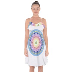 Mandala Universe Energy Om Ruffle Detail Chiffon Dress by Nexatart