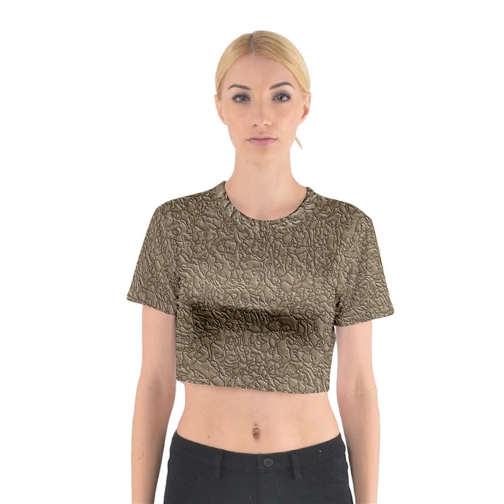 Leather Texture Brown Background Cotton Crop Top