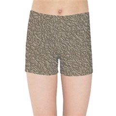 Leather Texture Brown Background Kids Sports Shorts