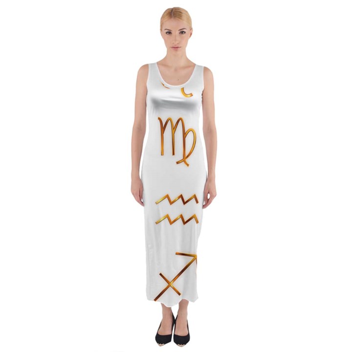 Signs Of The Zodiac Zodiac Aries Fitted Maxi Dress