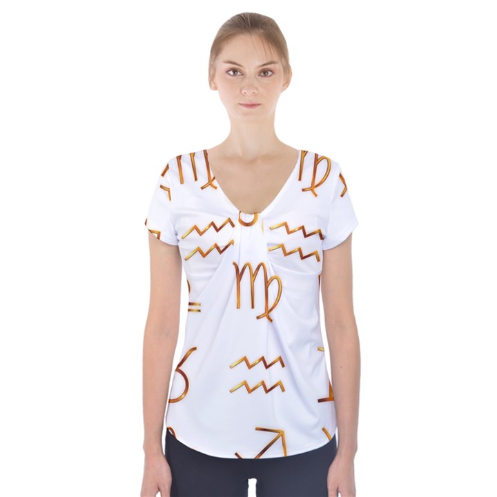 Signs Of The Zodiac Zodiac Aries Short Sleeve Front Detail Top