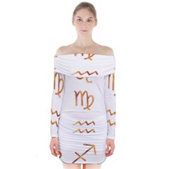 Signs Of The Zodiac Zodiac Aries Long Sleeve Off Shoulder Dress by Nexatart