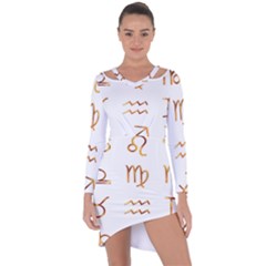 Signs Of The Zodiac Zodiac Aries Asymmetric Cut-out Shift Dress by Nexatart