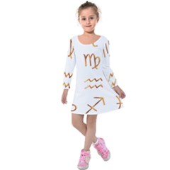 Signs Of The Zodiac Zodiac Aries Kids  Long Sleeve Velvet Dress