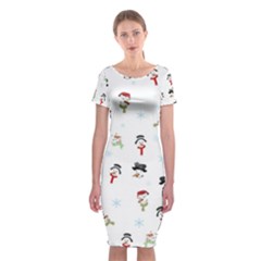 Snowman Pattern Classic Short Sleeve Midi Dress by Valentinaart