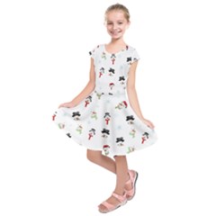 Snowman Pattern Kids  Short Sleeve Dress by Valentinaart