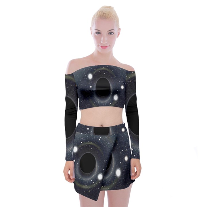 Brightest Cluster Galaxies And Supermassive Black Holes Off Shoulder Top with Skirt Set