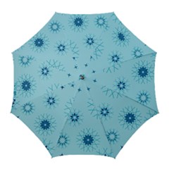 Blue Winter Snowflakes Star Golf Umbrellas by Mariart