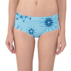 Blue Winter Snowflakes Star Mid-waist Bikini Bottoms by Mariart